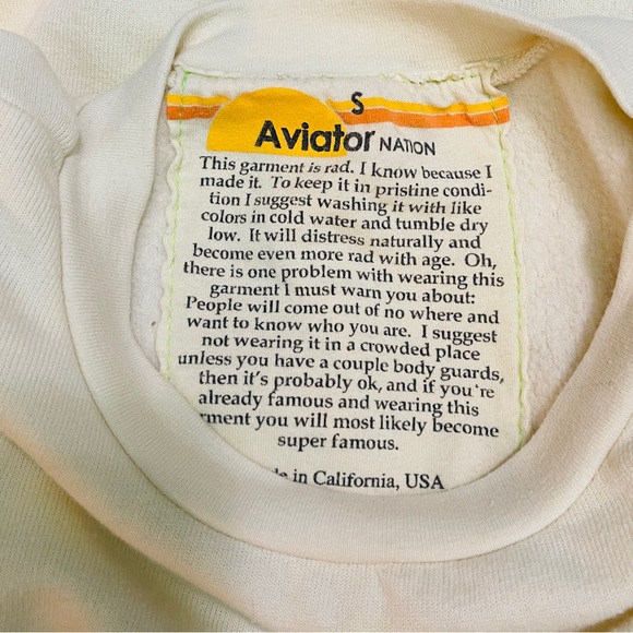 Aviator Nation Off-White Sweatshirt with Colorful Stripes - Picture 4 of 4